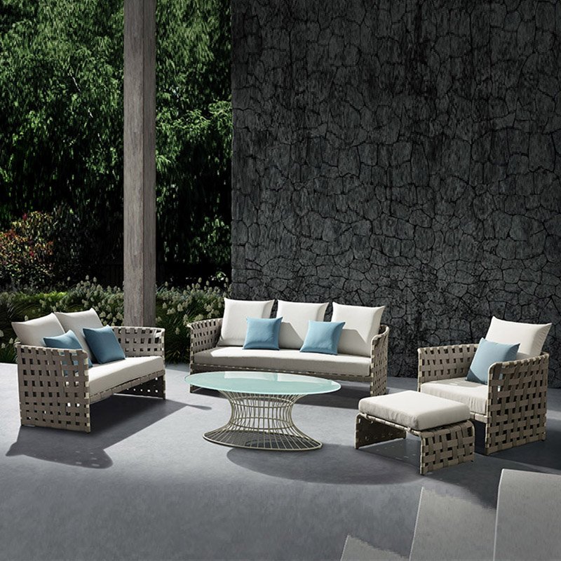 Rattan Garden Sofa Brown