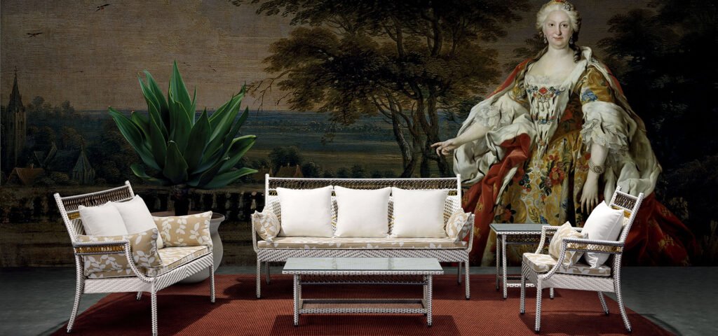 white wicker couch outdoor