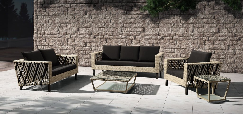 Rattan Effect Sofa