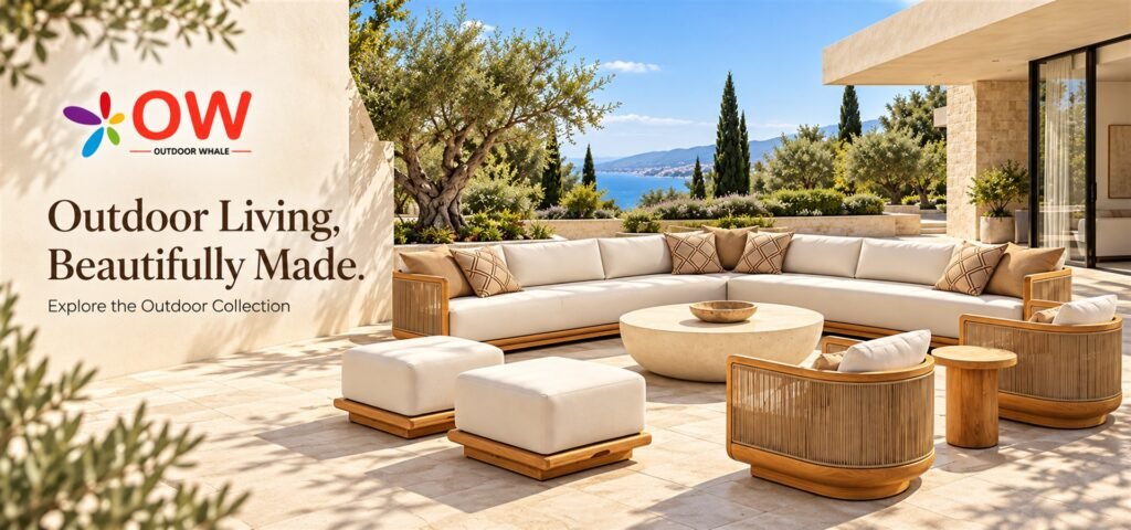 Modern Teak Outdoor Sofa Set for Patio, Garden and Hotel Projects