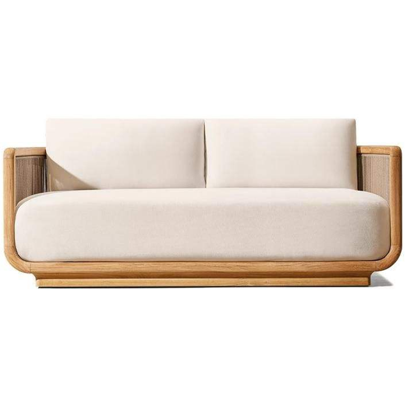 Two-seat sofa with cream cushions